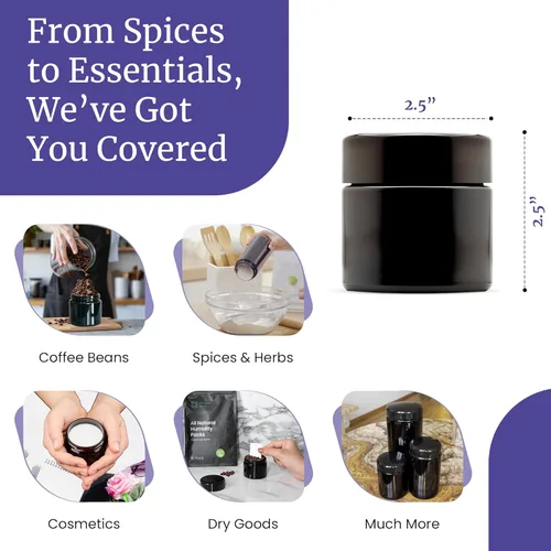 Vista 4 de Infinity Jars Tarro de rosca de vidrio ultravioleta negro de 1.7 fl oz (1.7 fl oz)