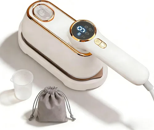 Vaporizador de viaje para ropa portátil, 1200 W, mini plancha de vapor de mano de viaje, 4 modos con pantalla LCD, potente removedor de arrugas,