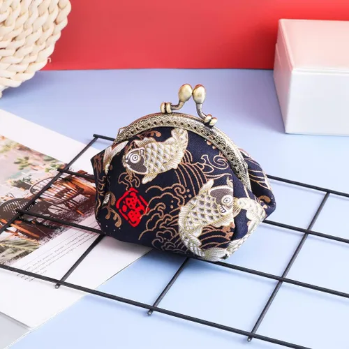 Vista 3 de Oyachic Monedero de carpa para cambiar, a granel, para mujer, billetera pequeña de la suerte, bolso de mano vintage para mujer