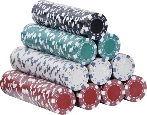 Vista 6 de Smartxchoices Juego de fichas de póquer de 500 piezas de 0.41 oz estilo dados, fichas de póquer de casino de arcilla con estuche de aluminio, dados