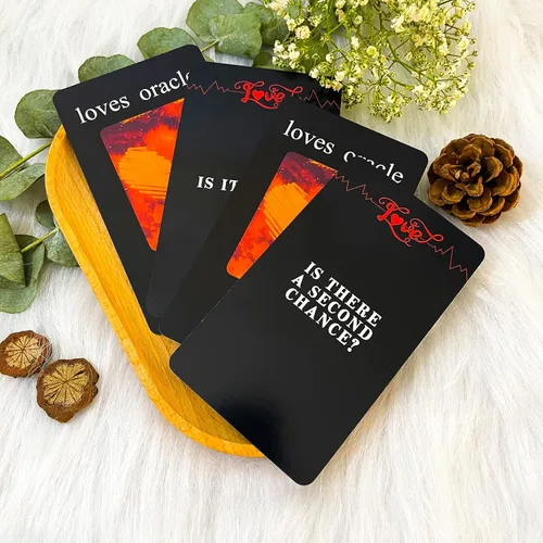 Vista 6 de Han Yu Bowen Love Oracle & Tarot Cards - Baraja de 80 cartas de llama gemela con mensajes Negro