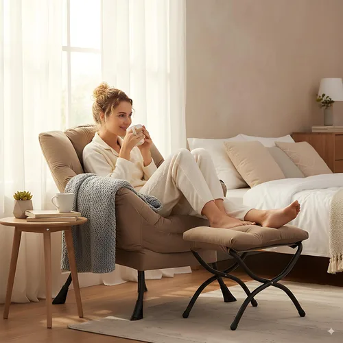 Vista 3 de LITA Lazy Chair, cómoda silla de lectura con acento Rosa bebé
