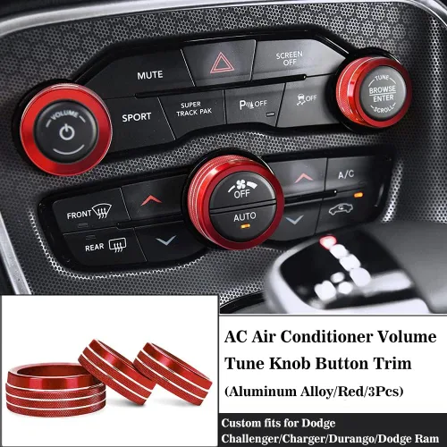 Vista 5 de Auprite Cubiertas de perilla de control de clima para Dodge Challenger/Charger 2015-2023, para Chrysler 300 300s 2015-2022 2023