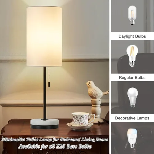 Vista 6 de Luvkczc Juego de 2 lámparas de mesa minimalistas de 18", lámpara de mesita de noche para dormitorio y sala de estar, lámpara de cabecera moderna