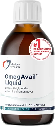 Designs for Health OmegAvail - Aceite de pescado líquido TG de 1200 mg – Triglicérido Omega-3 aceite de pescado suplemento de apoyo cerebral con