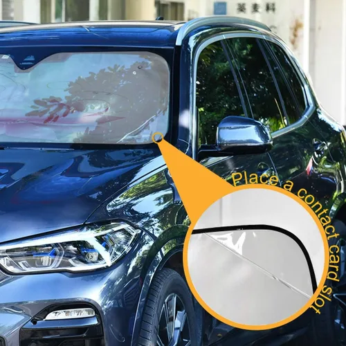 Vista 3 de senya Parasol para parabrisas de automóvil, diseño de flor de loto rosa, bloquea el sol, protector solar plegable mantiene tu vehículo fresco, se