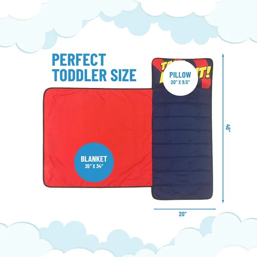 Vista 2 de Jay Franco Tapete para siesta para niños con almohada y manta integradas, saco de dormir de microfibra suave de 46 x 20 pulgadas con etiqueta
