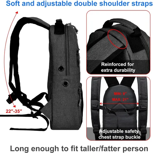 Vista 4 de iGuerburn Portable Oxygen Tank Backpack for Small Size M2, A/M4, ML6, B/M6, M7, C/M9 Cylinders