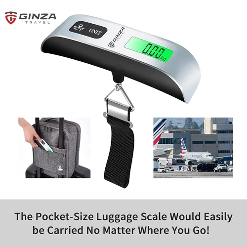 Vista 8 de GinzaTravel Báscula electrónica de equipaje de 110 libras de alta precisión para viajes, básculas colgantes digitales de 110.2 lbs
