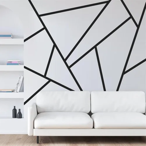 Vista 4 de Calcomanías de pared de líneas geométricas, calcomanías de pared de vinilo negro, calcomanías modernas para pared, calcomanías extraíbles