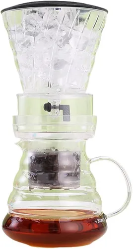 ASSICON Cafetera de aluminio con sifón de equilibrio de espresso con jarra de vidrio de borosilicato alto, cafetera de café con sifón en frío con