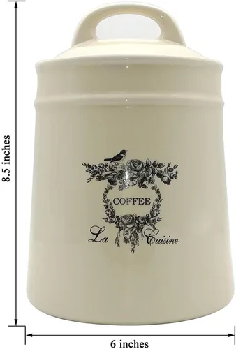 Vista 7 de Tarros de cerámica para café, recipiente hermético de almacenamiento de café con tapa de asa, tarros de almacenamiento de alimentos de cerámica