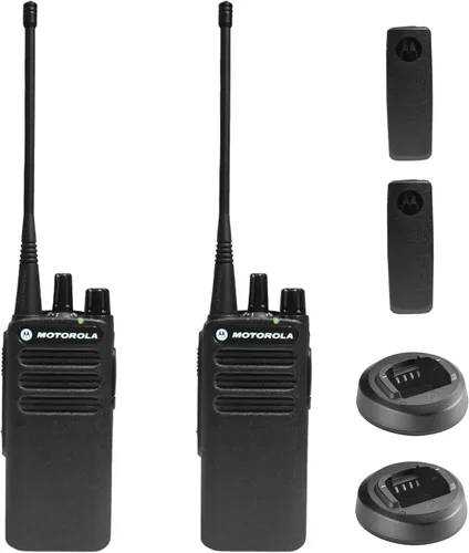 Motorola CP100D Radios bidireccionales portátiles analógicas UHF sin pantalla, 16 canales, 4 vatios (403-480 MHz), paquete de 2 unidades
