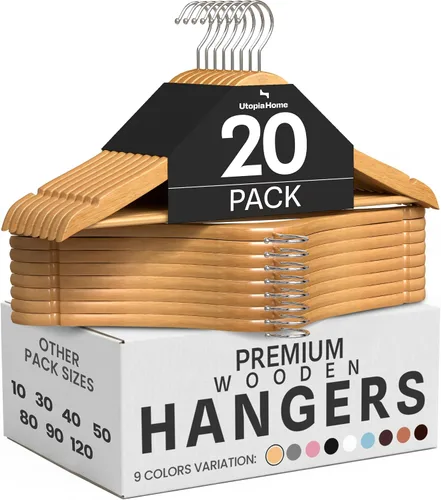 Vista 26 de Utopia Home Perchas de madera de alta calidad, paquete de 20 – Percha duradera y delgada – Percha para trajes con gancho giratorio de 360 grados