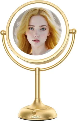 Vista 9 de Espejo de maquillaje profesional grande de 8.5 pulgadas con luces más brillantes, espejo de aumento 1X/10X True HD con 3 luces regulables