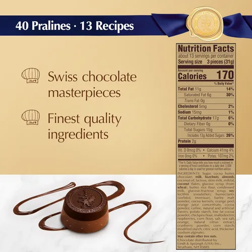 Vista 2 de Lindt Selección de Lujo Suiza Chocolates Surtidos, Caja de Regalo de Caramelos de Chocolate, Caja de Regalo de 14.5 oz