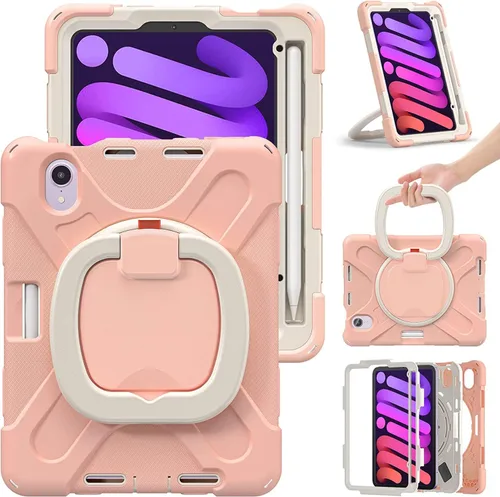 Vista 32 de Funda para iPad Air de 3ª generación – Funda resistente para niños con soporte giratorio, soporte para lápices y correa de transporte para iPad