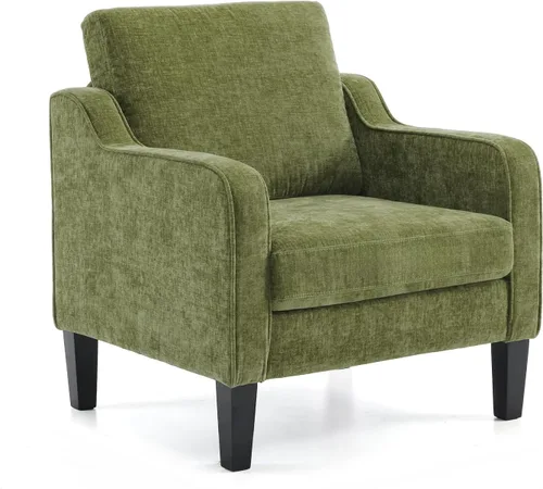 Vista 42 de VINGLI Silla decorativa moderna de mediados de siglo, sillas decorativas de tela beige para sala de estar, sillón tapizado, sofá con brazos