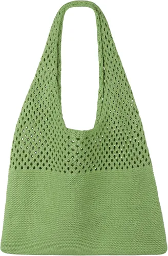 SUOSDEY Crochet Mesh Beach Tote Bag, Knit Summer Vacation Aesthetic Boho Tote Bag for Women