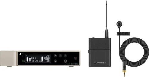 Vista 2 de Sennheiser EW-D ME4 Set Sistema de micrófono Lavalier cardioide inalámbrico digital (R1-6: 520 a 576 MHz) Paquete con bolsa de transporte Auray