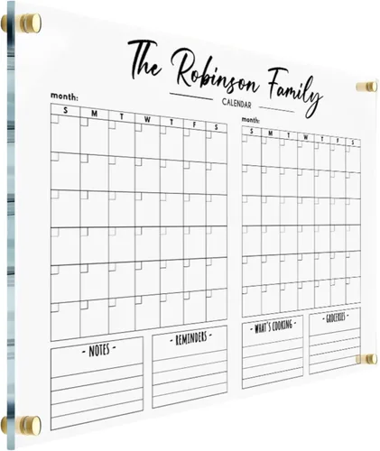 Calendario acrílico de dos meses, planificador mensual doble para pared, calendario personalizado 2026, regalo de última hora, regalo de Paquete
