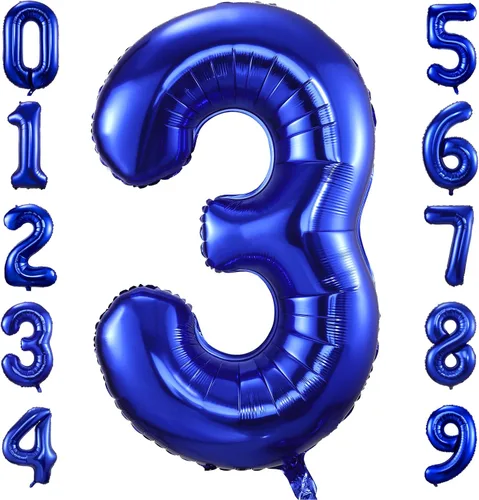 Vista 22 de Globos de número 0 azul marino, 40 pulgadas, globos de cumpleaños grandes de papel aluminio brillante azul oscuro, globos digitales de número