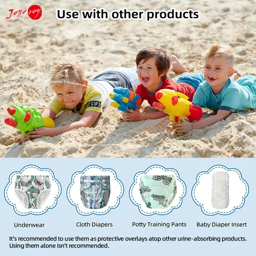 Vista 2 de Joyo roy Ropa interior de plástico para niños pequeños, fundas de pañales para niñas, pantalones de goma para niños pequeños, cubierta de pañal
