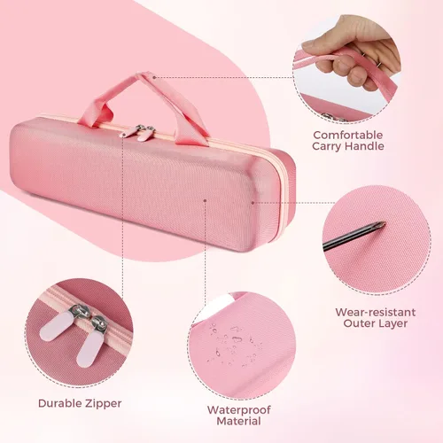 Vista 3 de Estuche rígido de transporte compatible con el alisador de cabello Rosa rosado