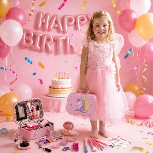 Vista 2 de For Ideahome Juguetes de maquillaje lavables para niñas, juego de maquillaje real, kit de maquillaje para niñas pequeñas, princesa, regalo