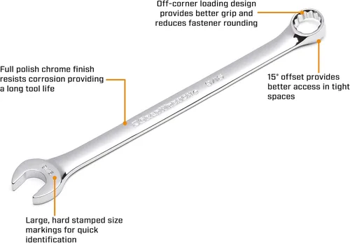 Vista 2 de GEARWRENCH Llave combinada de patrón largo 11/32", 12 puntos - 81653