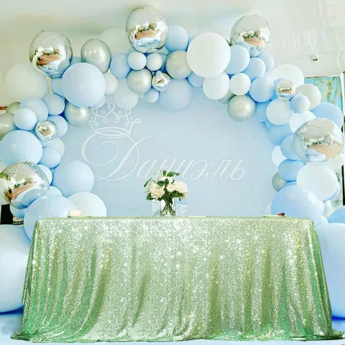 Eternal Beauty Mantel de lentejuelas verde menta, 60 x 102 pulgadas, mantel rectangular con purpurina para decoración de fiesta de cumpleaños y boda