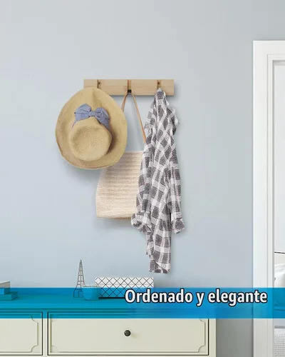 Vista 6 de JSVER Perchero de pared para colgar abrigos, ganchos para colgar en la pared con 3 ganchos retráctiles estándar, perchero que ahorra espacio