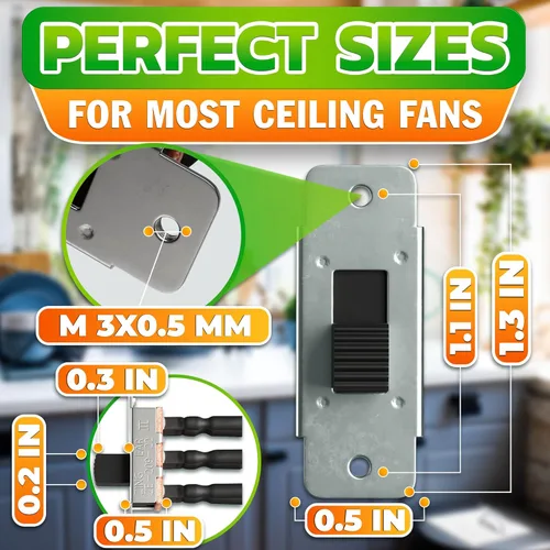 Vista 2 de Interruptor de marcha atrás para ventilador de techo, palanca de 6 pines, interruptor de dirección del ventilador de techo, cables precableados de 6