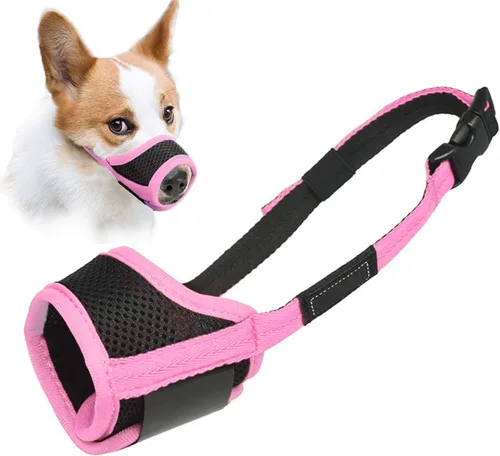 Vista 33 de LuckyPAW - Bozal para perros antimordidas, antiladridos y antimasticación, con tela suave de malla cómoda y correa ajustable, apto para perros