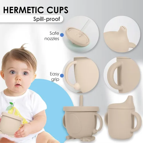 Vista 5 de Bluet B - Set de alimentación de bebé de silicona con chupete - Suministros de destete LED para bebés - Cucharas para bebés, cuenco de succión