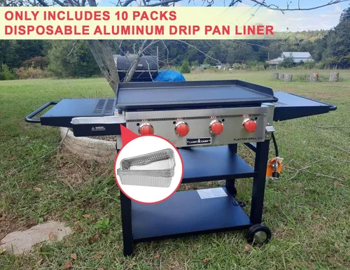 Vista 7 de DcYourHome Bandeja de goteo de grasa de aluminio para parrilla portátil Camp Chef, paquete de 10 forros desechables de aluminio para bandeja