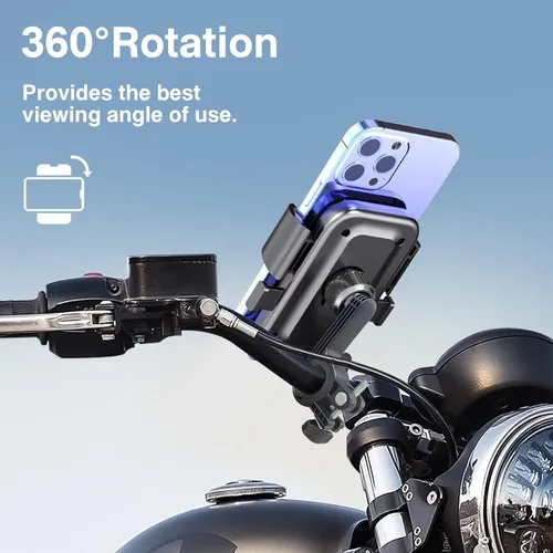 Vista 5 de Soporte de teléfono para bicicleta para scooter eléctrico, motocicleta y bicicleta eléctrica – Soporte universal para teléfono celular de manillar