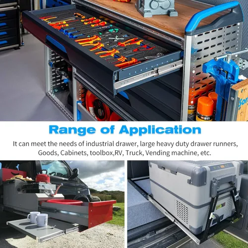 Vista 7 de YENUO - Rieles para cajones resistentes de extensión completa 12 14 16 18 20 22 24 26 28 30 32 34 36 38 40 Pulgadas de montaje lateral