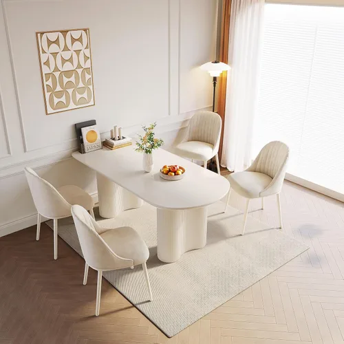 Vista 11 de Guyii Juego de mesa de comedor con 6 sillas, juego de mesa de cocina moderno, mesa de comedor interior para cocina, bar, sala de estar, rincón