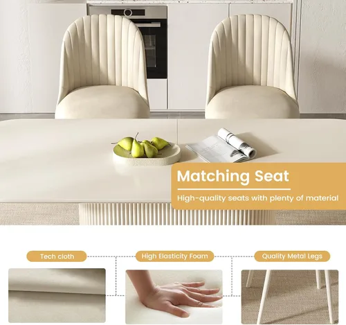 Vista 6 de Mesa de comedor ovalada de 86 pulgadas con 8 sillas, juego de mesa de cocina moderno, mesa de comedor rectangular de lujo, mesa de comedor