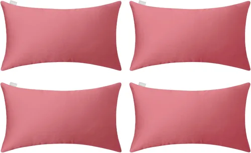 Vista 64 de Thmyo - Paquete de 4 fundas de almohada decorativas de 100 % algodón para lumbar, cómodas, sólidas, para Navidad/Halloween, fundas de cojín Blanco