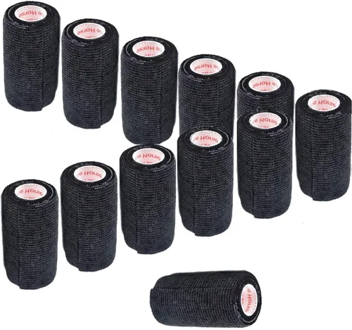 Vista 28 de Cinta adhesiva para veterinarios (negro) (paquete de 2) (3 pulgadas x 15 pies), autoadhesiva, adherente, cohesiva, flexible, autoadhesiva, rollo
