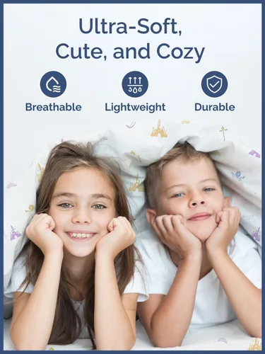 Vista 3 de Sábanas de princesa tamaño Twin para niños, juego de sábanas de princesa de 3 piezas para niños, ropa de cama con temática de castillo, ultrasuave