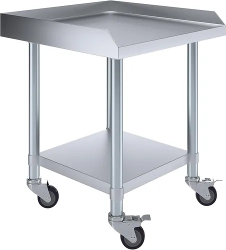 Vista 11 de AmGood Soporte para equipo de acero inoxidable, resistente, grado comercial, con estante inferior, certificado NSF