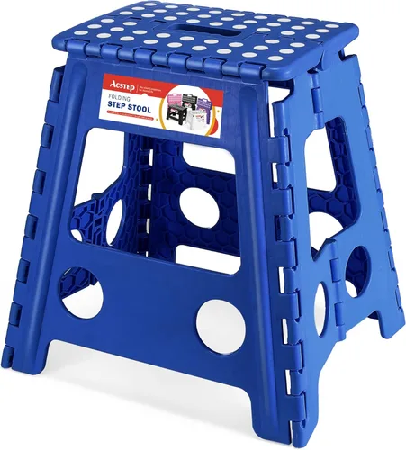 Vista 20 de ACSTEP Taburete plegable de 9 pulgadas, capacidad de 300 libras, taburetes plegables de plástico para niños y adultos, taburete plegable adecuado