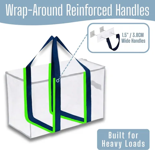 Vista 2 de VENO - Paquete de mudanzas, cajas de almacenamiento para embalaje universitario con tapas alternativas, para dormitorio, extragrande, asas