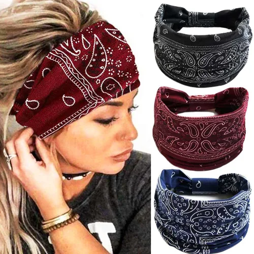 Vista 20 de GORTIN Boho Headbands Leopard Hair Bands Knoted Turban Stretch Twist Head Wraps Stripe Cloth for Women and Girls 3 Pcs (Boho)