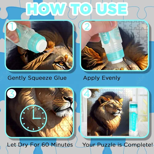 Vista 4 de Darice Pegamento transparente para rompecabezas, cabezal aplicador fácil de poner, paquete de 2 adhesivos no tóxicos para rompecabezas