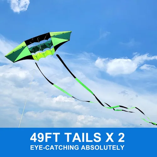 Vista 3 de Cometas de playa para adultos grandes con cola larga, 98 pulgadas Super Easy Flyer 3D Rainbow Box Kites, viene con dos colas de varios colores de 49