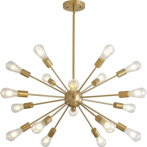 Lámparas de araña Sputnik de mediados de siglo de 18 luces, lámpara de techo moderna de montaje semiempotrado industrial, lámparas colgantes retro